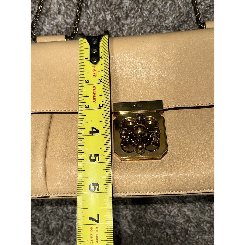 Chloe Buttercream Leather Flap Medium Turn-Lock Gold Convertible Crossbody Bag - Picture 4 of 13